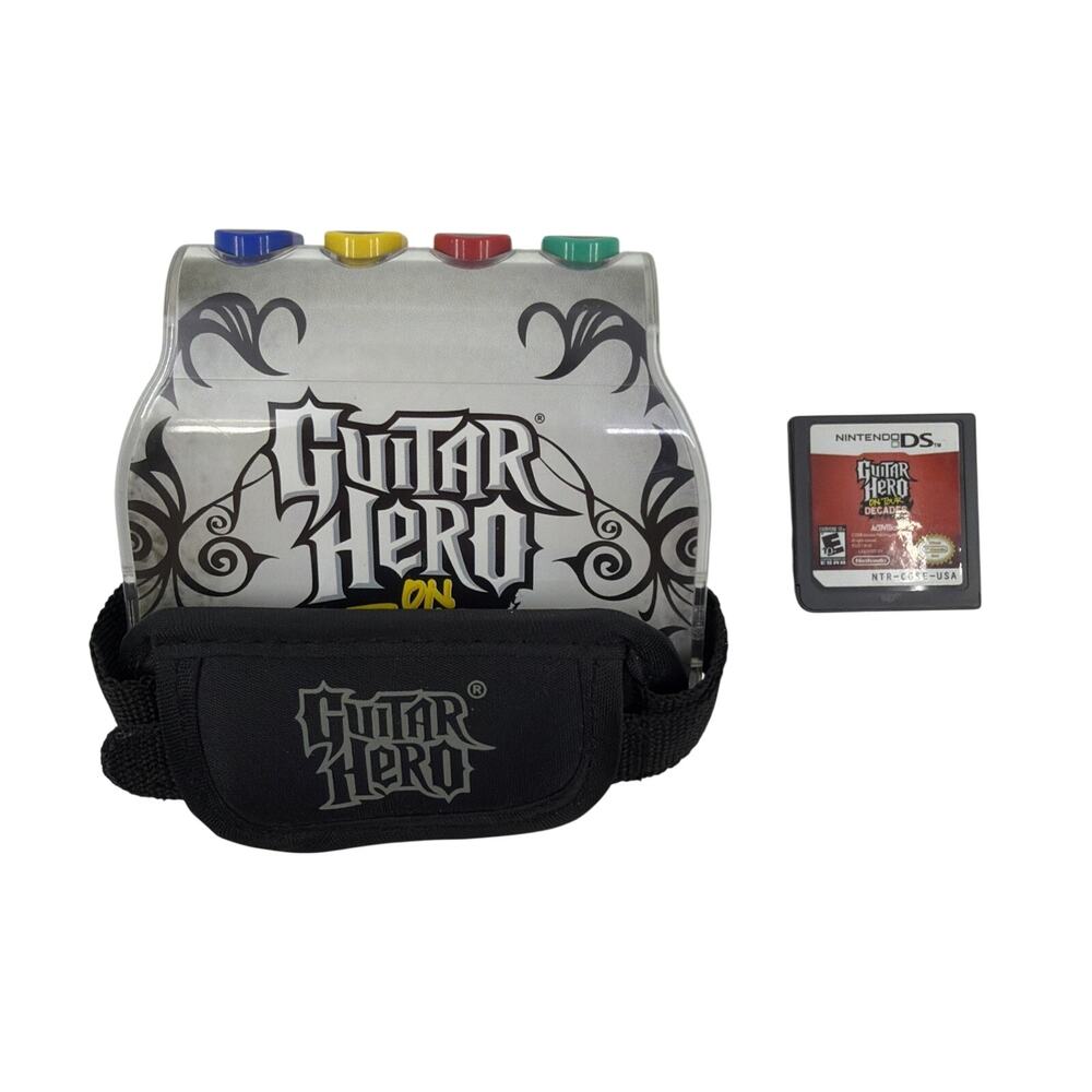 Guitar Hero On Tour Decades Nintendo DS Game + Guitar Grip Hand Adapter Tested
